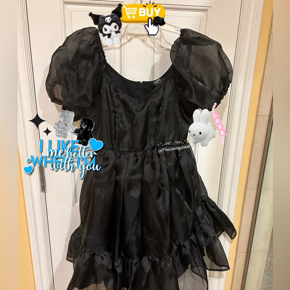 Thorn & Fable Black Organza Tiered Dress from Hot Topic